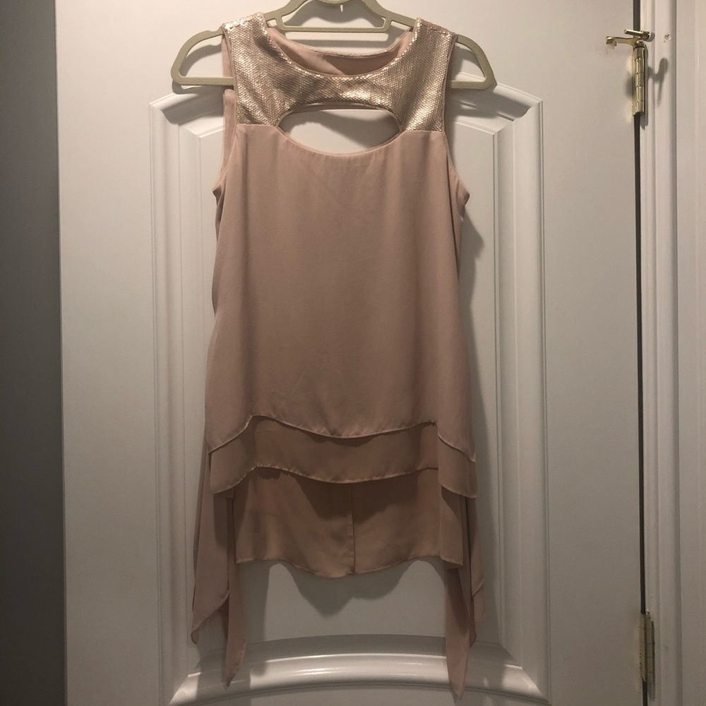 BCBG flowy top with sequins